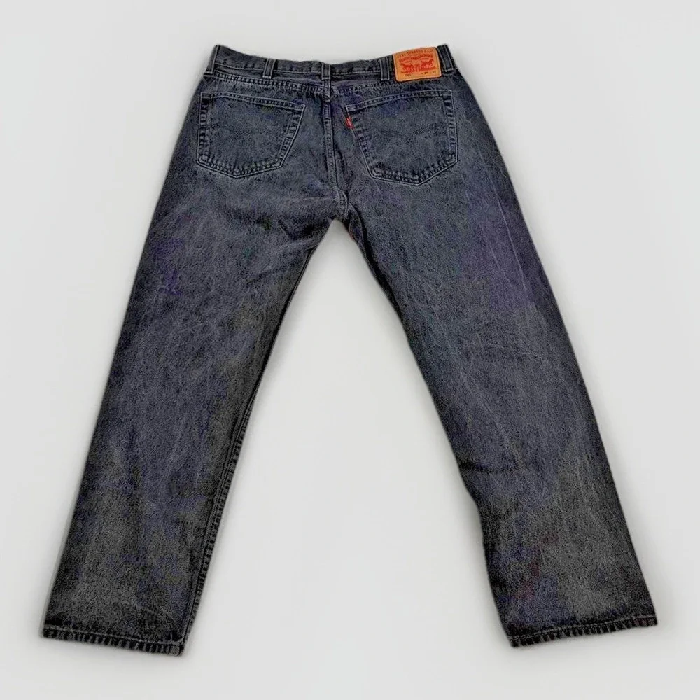 Levi's 505 Regular Fit Jeans Mens 38x32 Black Acid Wash Straight Leg Denim‎